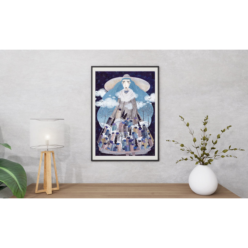 Poster Frame In Living Room Psd Mockup