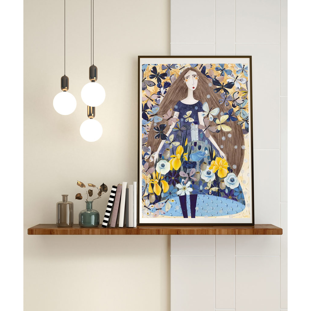 Poster Frame In Living Room Psd Mockup