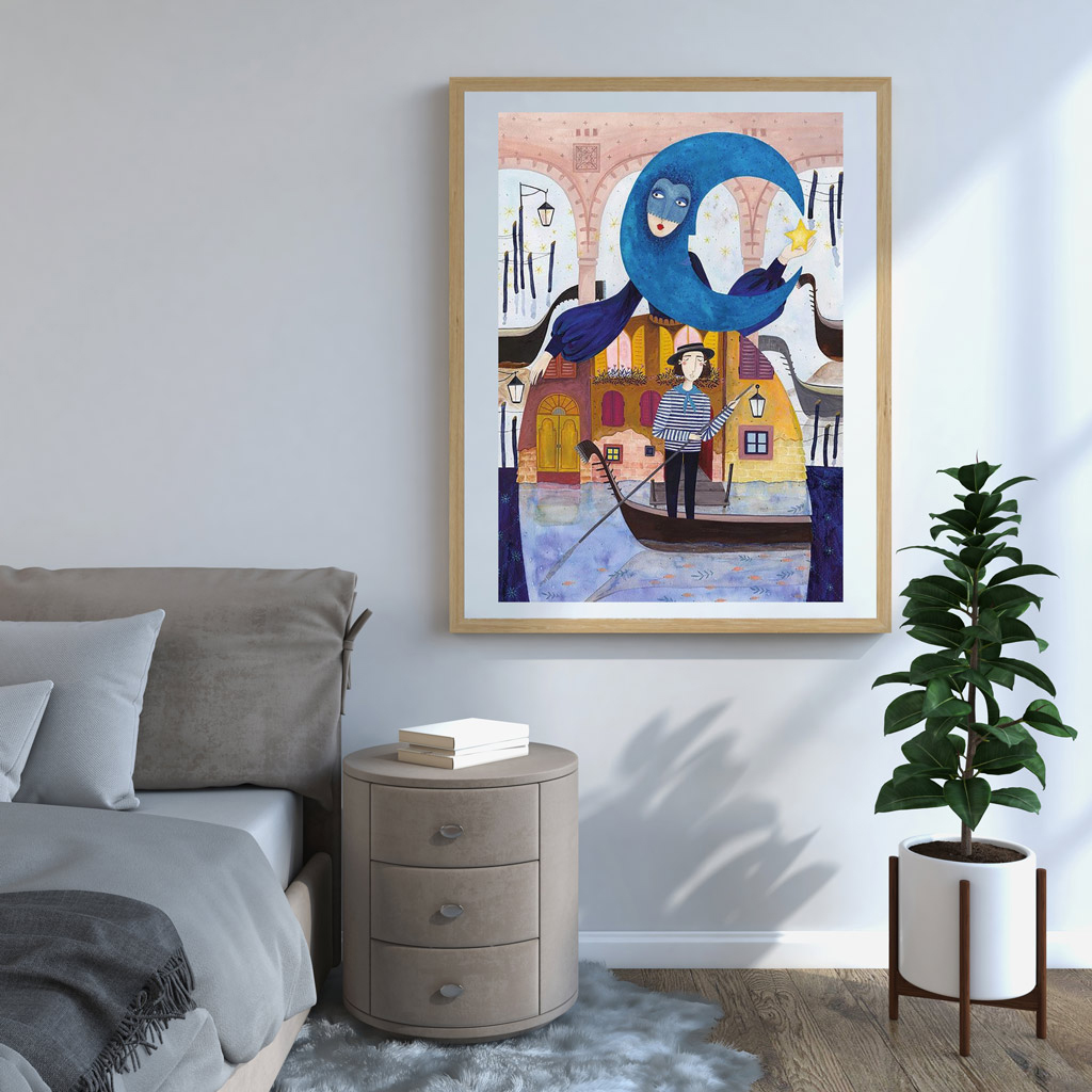 Poster Frame Mockup Interior In A Bedroom